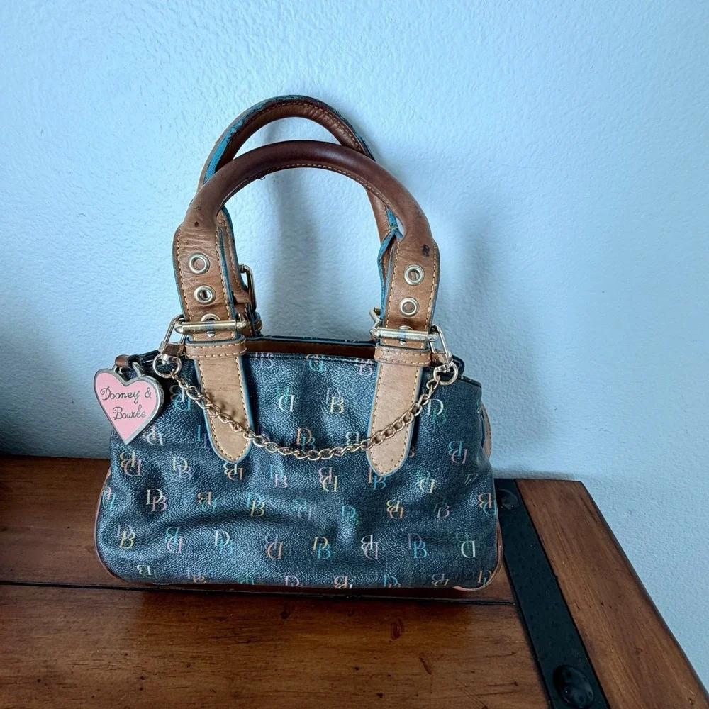 Vintage Dooney And Small Hand Bag Monogram Colorful READ